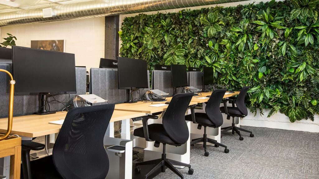 black office rolling chairs and table